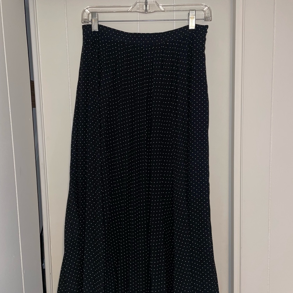 Banana Republic Pleated Black Polka Dot Skirt